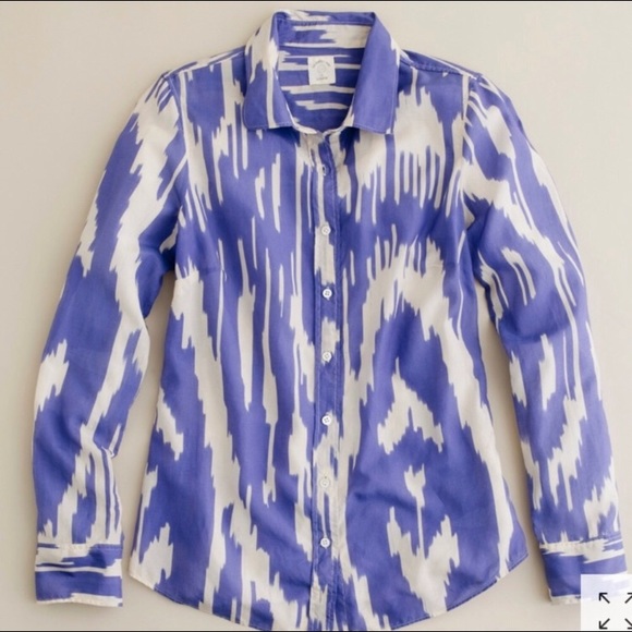 J. Crew Tops - J. Crew Purple & White Ikat Button Up